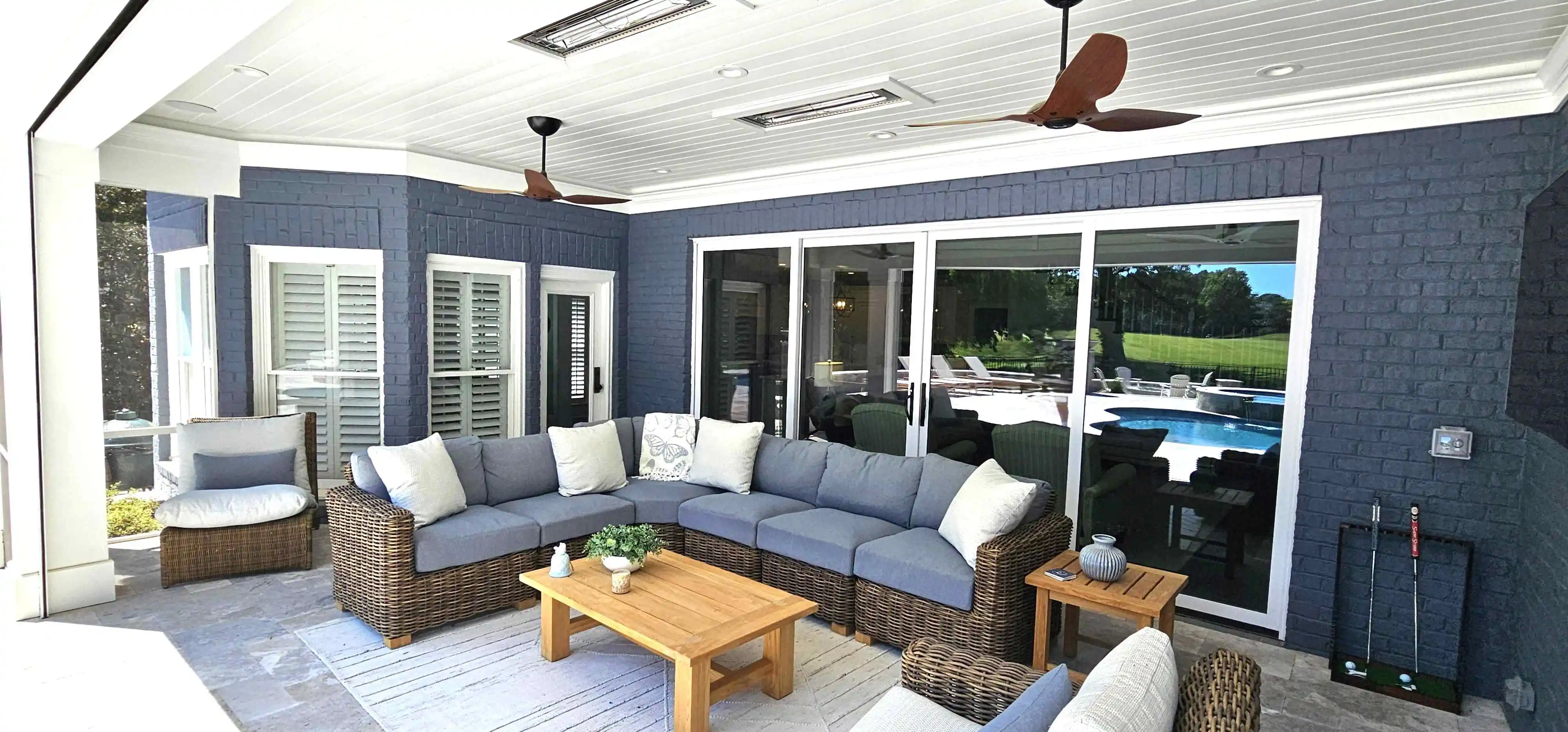 Screened porch with motorized screens built in the Charlotte, NC area