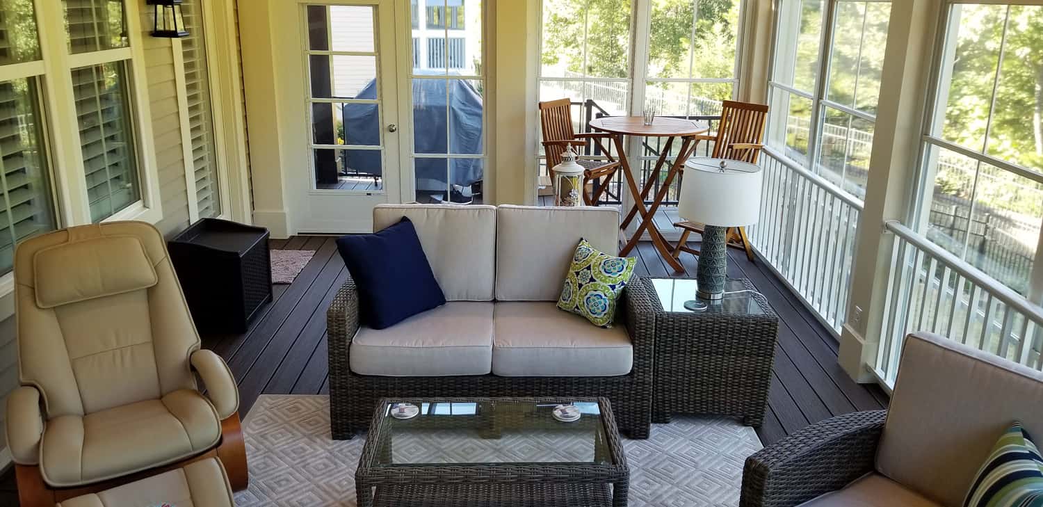Screened porch living space built in Fort Mill, SC